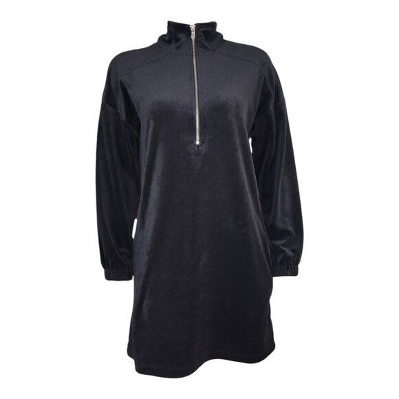 Cable & Gauge Dress Womens Size M Medium Black Velour Collared Minimalist Cozy - Picture 1 of 8